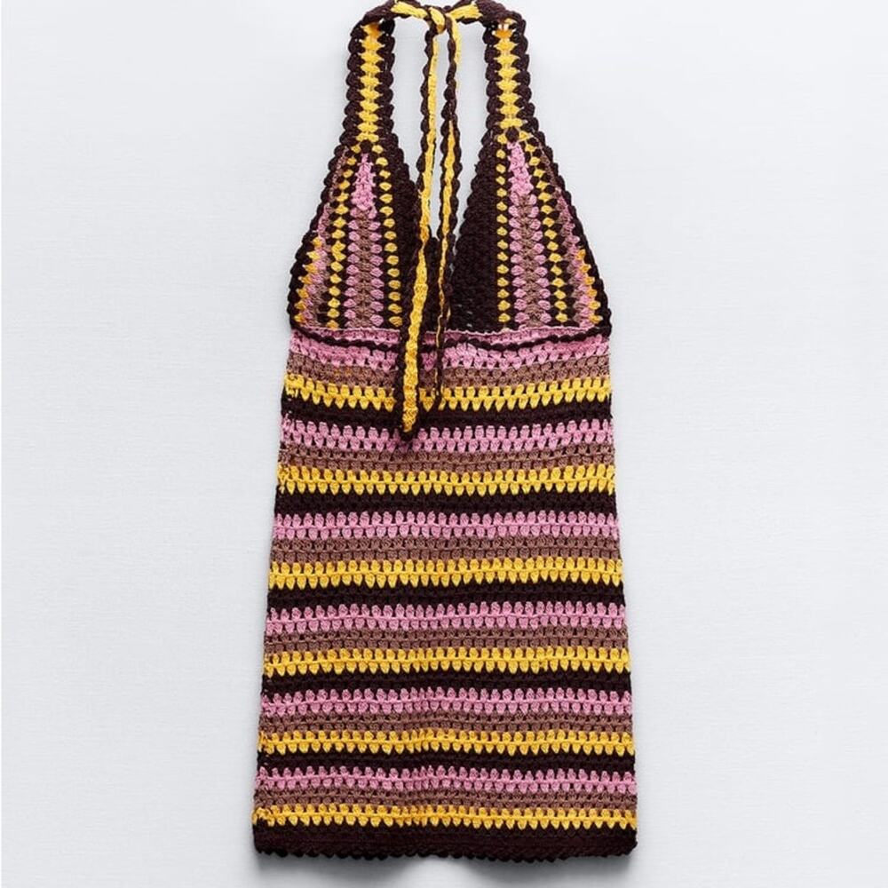 ZARA BLOGGER FAVORITE CROCHET HALTER DRESS - Picture 10 of 11